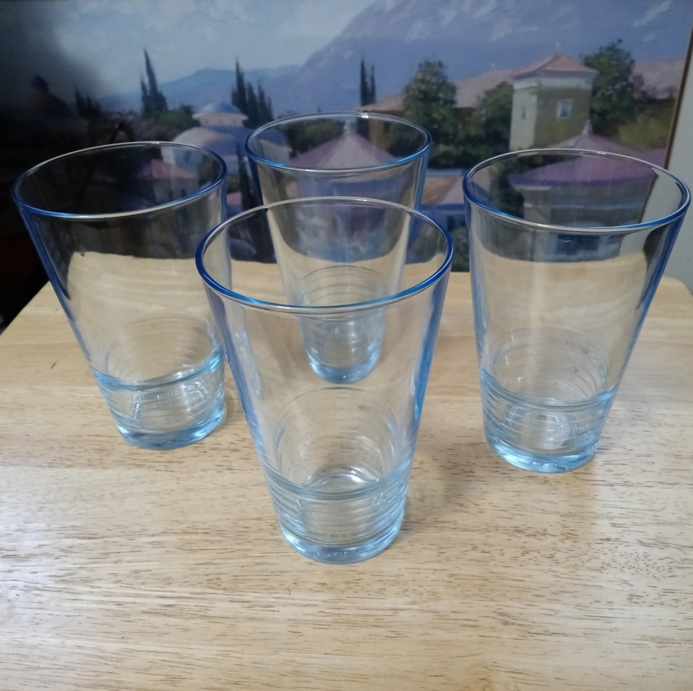 IKEA LIGHT BLUE 3 DRINKING GLASSπ·SIZE 5.75"Γ3.75",MADE IN BULGARIA. π - Picture 4 of 7